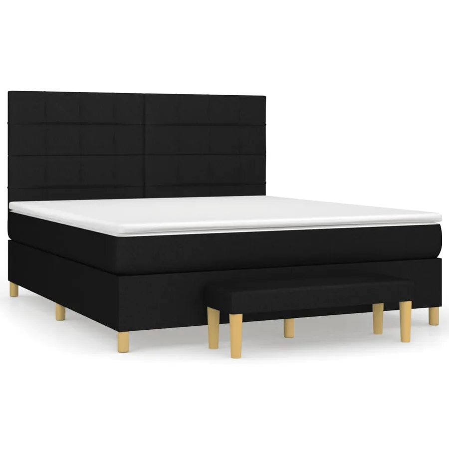 Sommier à lattes de lit avec matelas Noir 180x200 cm Tissu - 2
