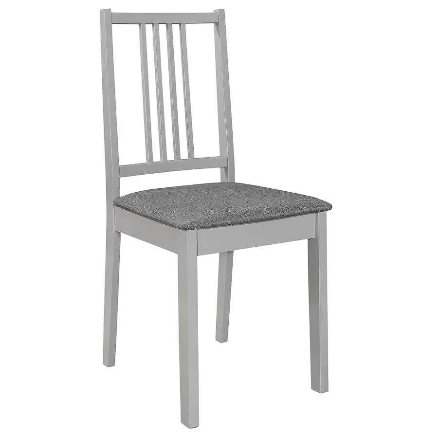 Chaises à manger avec coussins lot de 4 gris bois solide - 2