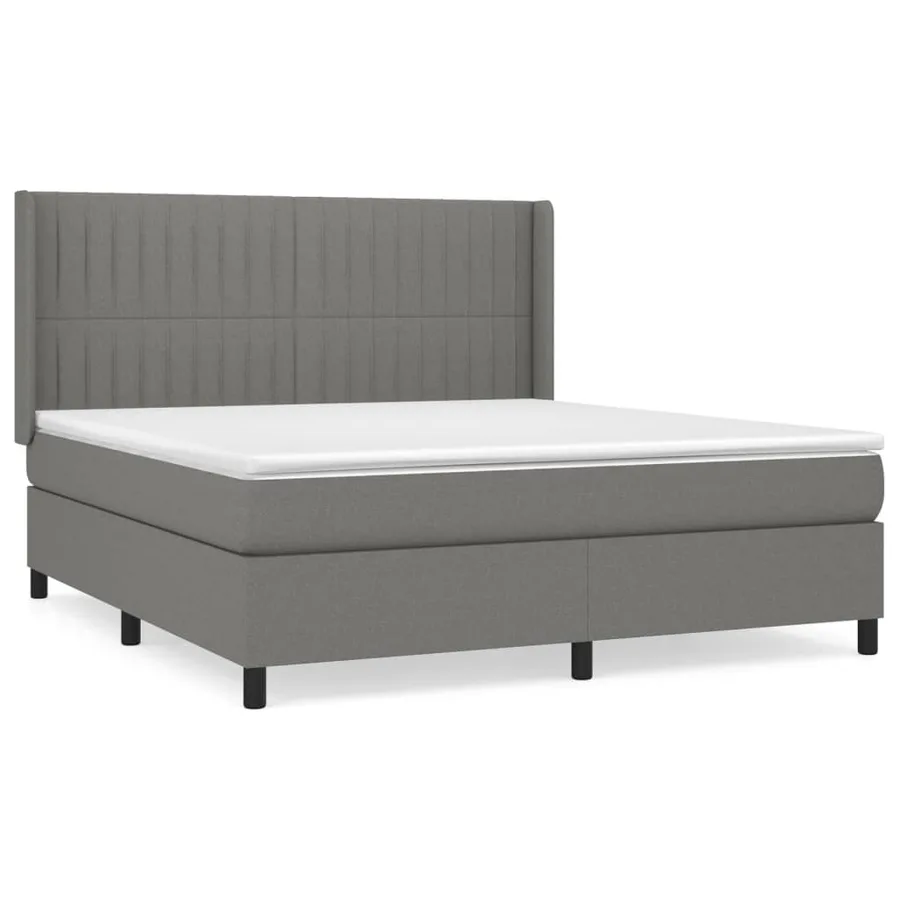 Sommier à lattes de lit avec matelas Gris foncé 180x200cm Tissu - 2
