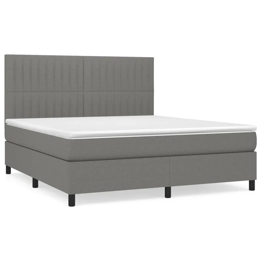 Sommier à lattes de lit avec matelas Gris foncé 180x200cm Tissu - 2