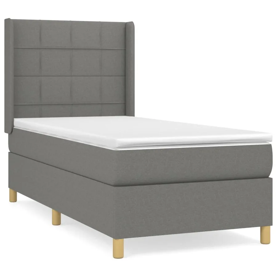 Sommier à lattes de lit et matelas Gris foncé 90x190 cm Tissu - 2