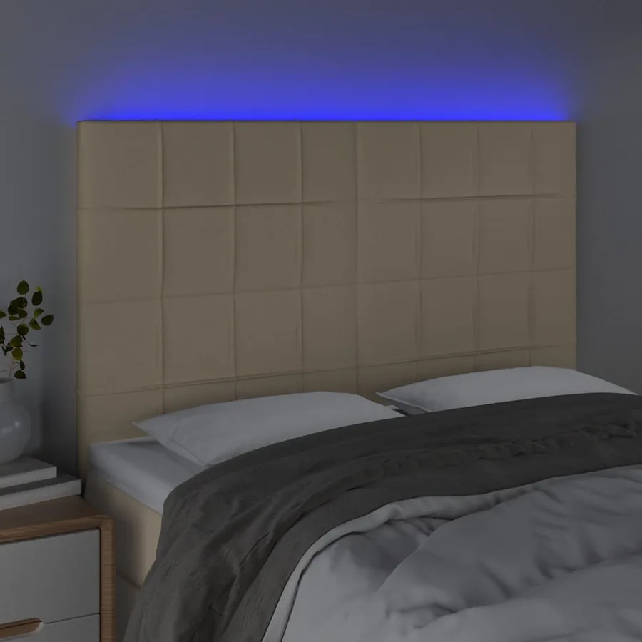 Tête de lit à LED Crème 144x5x118/128 cm Tissu - 3
