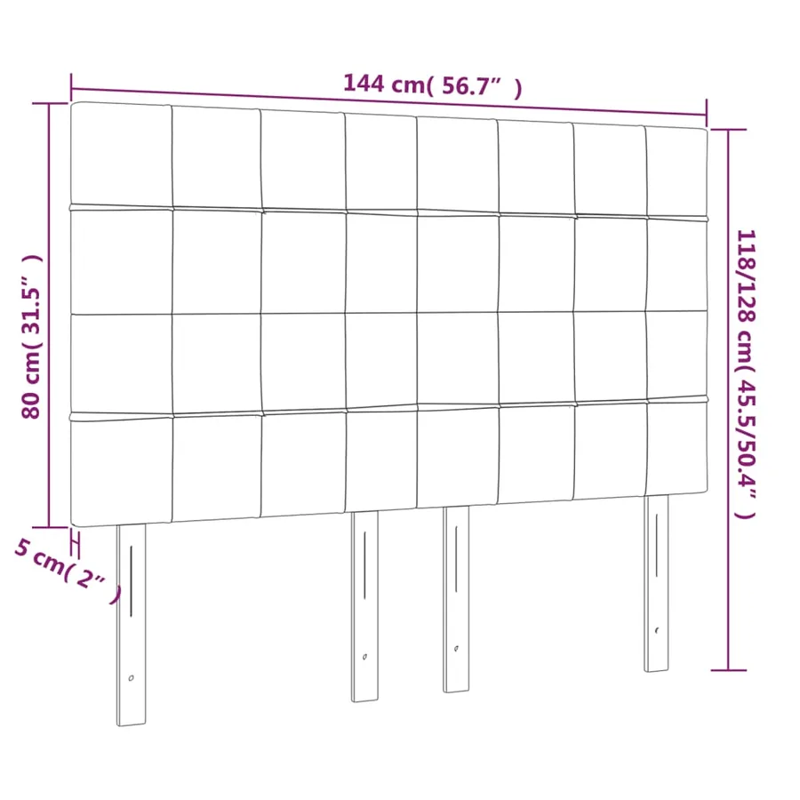 Tête de lit à LED Crème 144x5x118/128 cm Tissu - 6