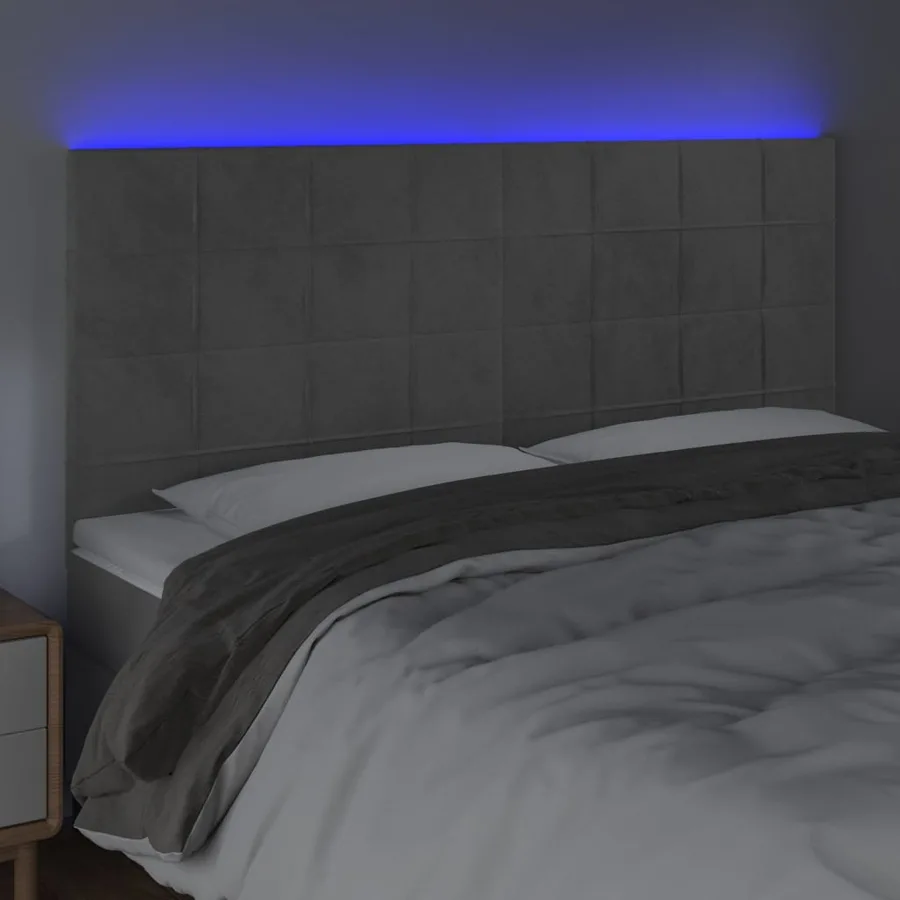 Tête de lit à LED Gris clair 180x5x118/128 cm Velours - 3