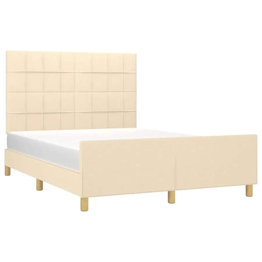 Cadre de lit sans matelas crème 140x190 cm tissu - 3