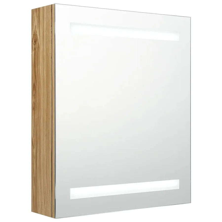 Armoire de salle de bain à miroir LED chêne 50x14x60 cm - 2
