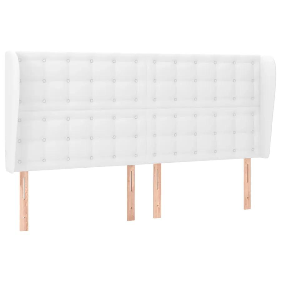 Tête de lit avec oreilles Blanc 183x23x118/128 cm Similicuir - 2
