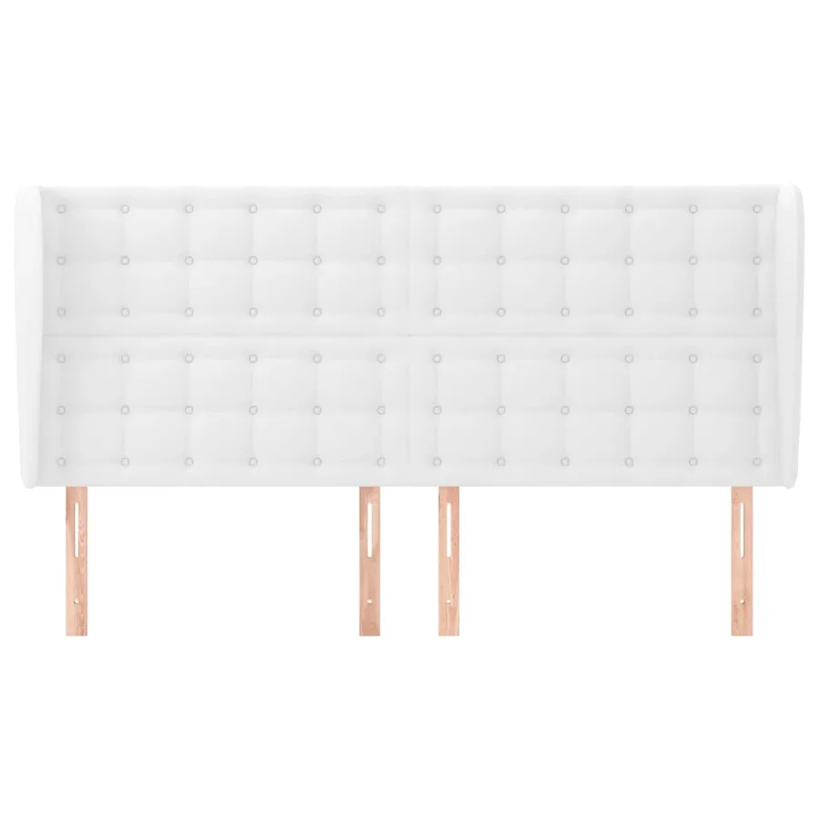 Tête de lit avec oreilles Blanc 183x23x118/128 cm Similicuir - 3