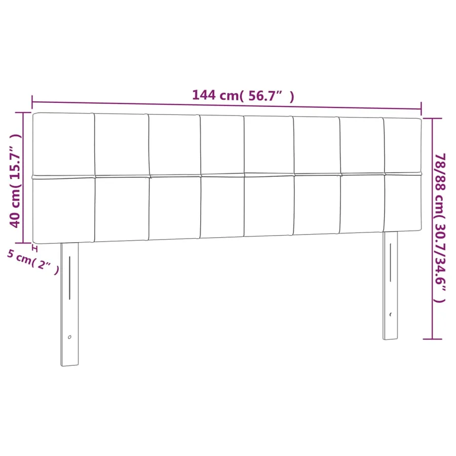Têtes de lit Crème 144x5x78/88 cm Tissu - 8