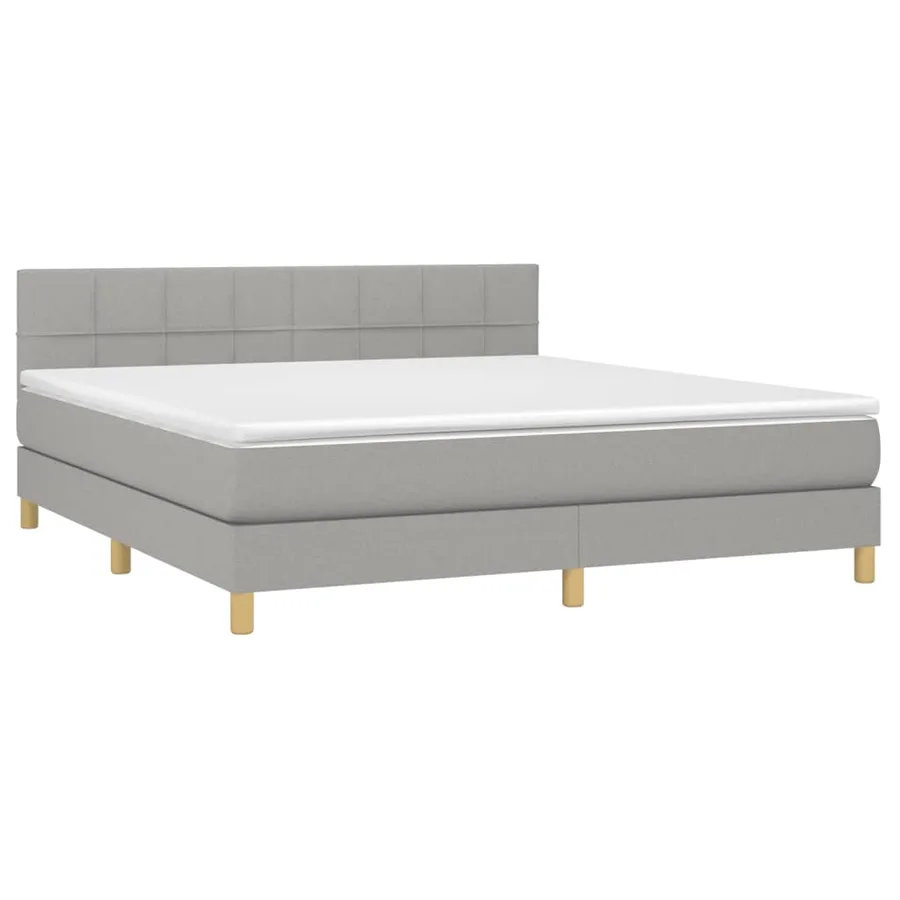 Sommier à lattes de lit et matelas et LED Gris clair 180x200 cm - 3