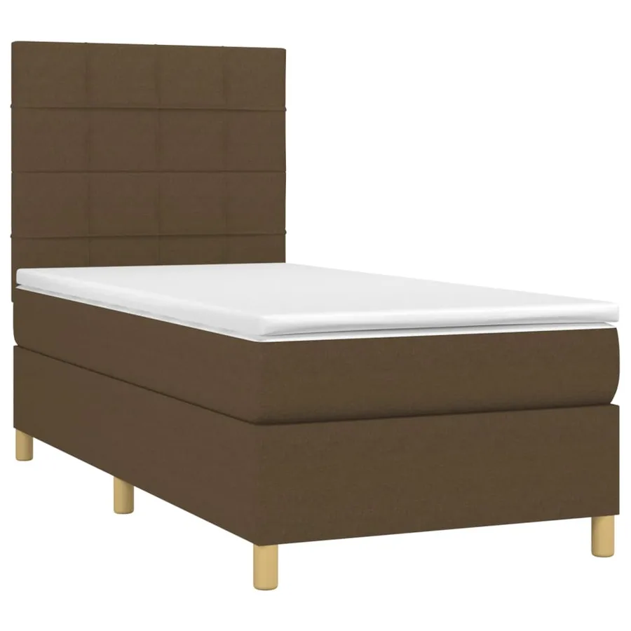 Sommier à lattes de lit et matelas et LED Marron foncé 90x190cm - 3