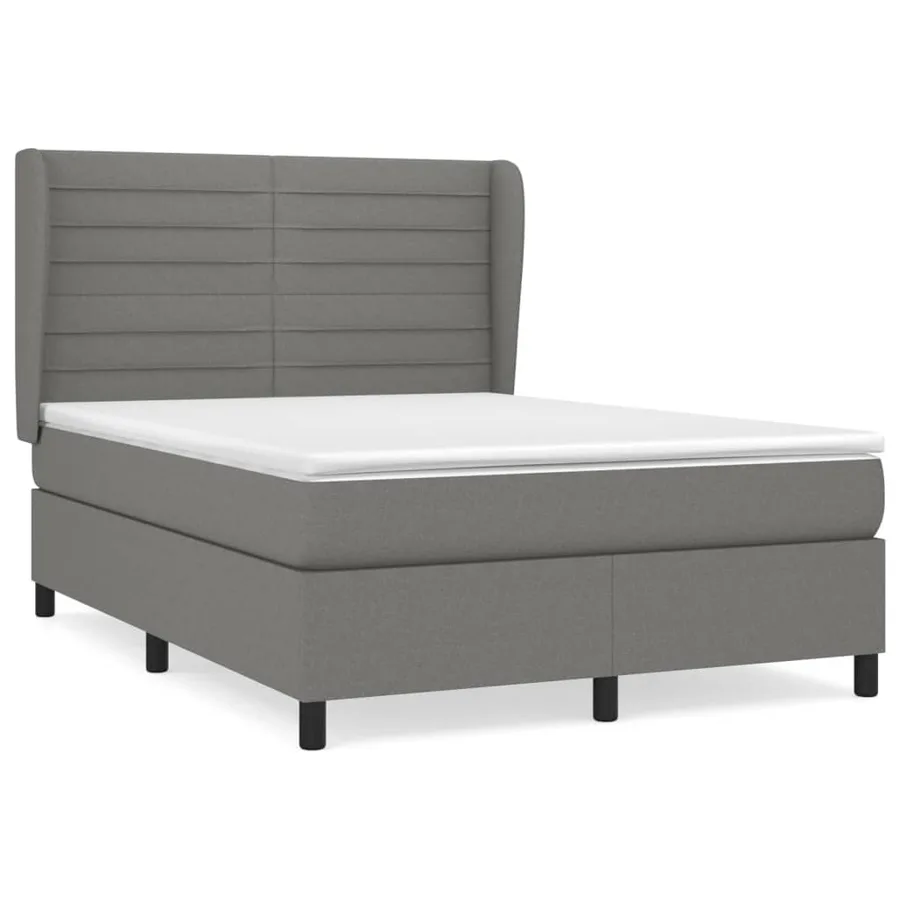 Sommier à lattes de lit avec matelas Gris foncé 140x200cm Tissu - 2