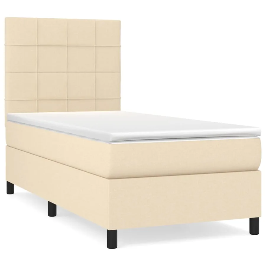 Sommier à lattes de lit avec matelas Crème 80x200 cm Tissu - 2