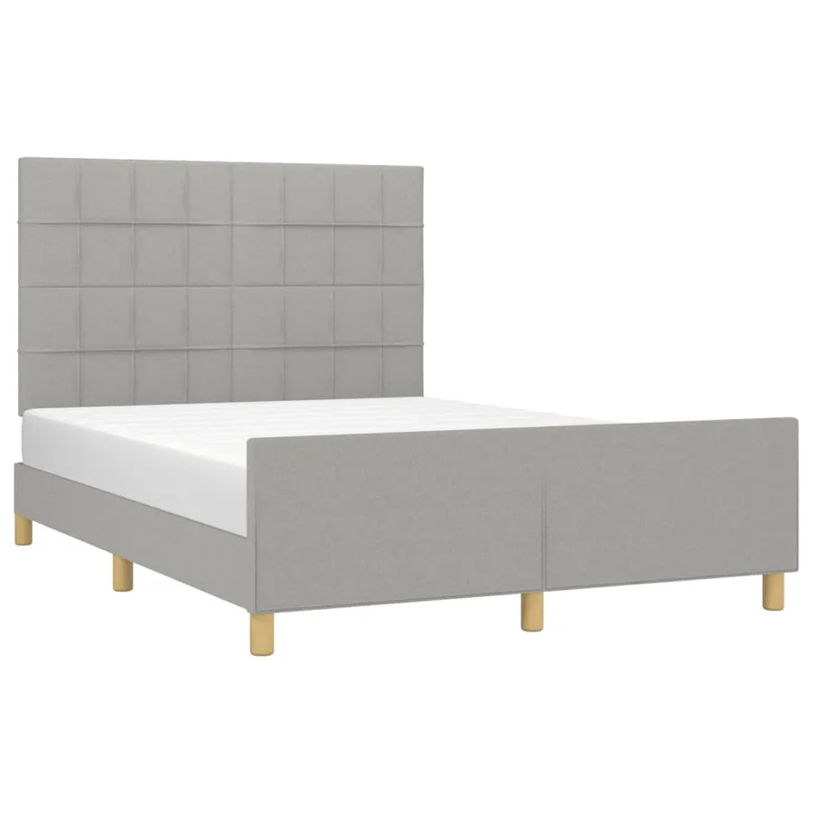 Cadre de lit sans matelas gris clair 140x190 cm tissu - 3