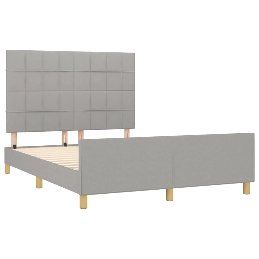 Cadre de lit sans matelas gris clair 140x190 cm tissu - 4