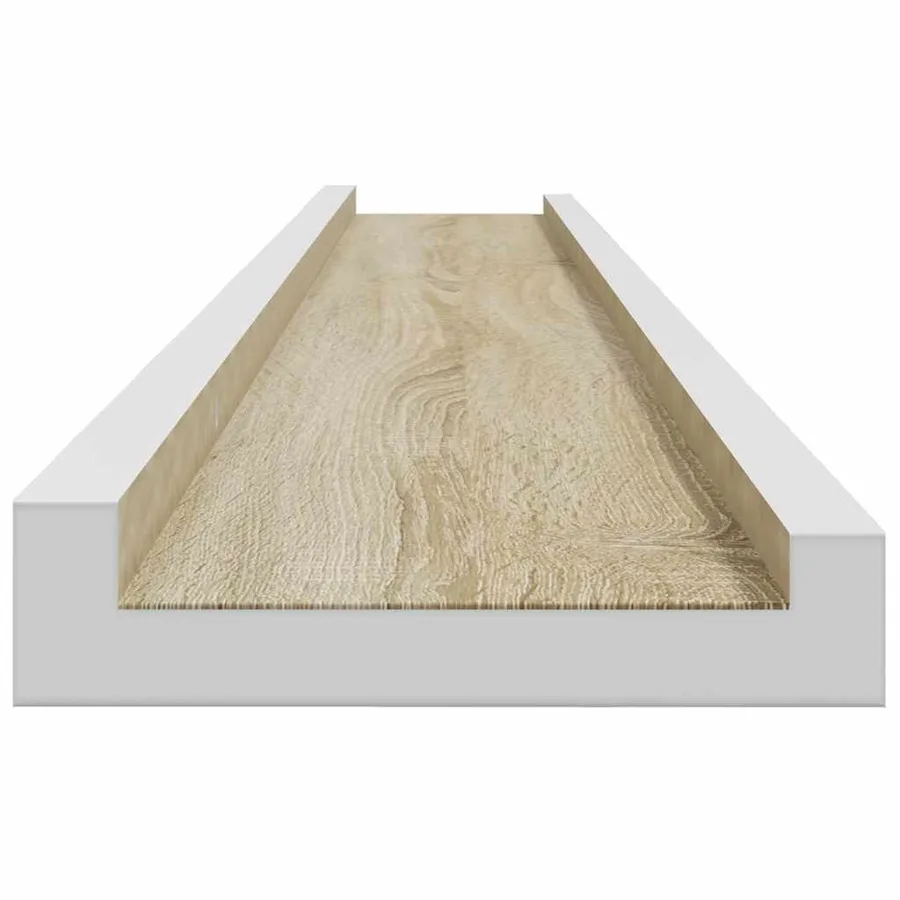 Étagères murales 2 pcs blanc et chêne sonoma 115x9x3 cm - 7