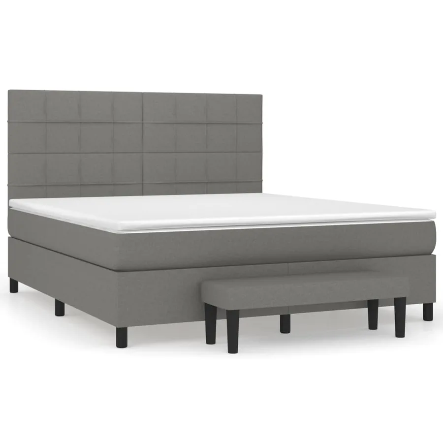 Sommier à lattes de lit avec matelas Gris foncé 180x200cm Tissu - 2