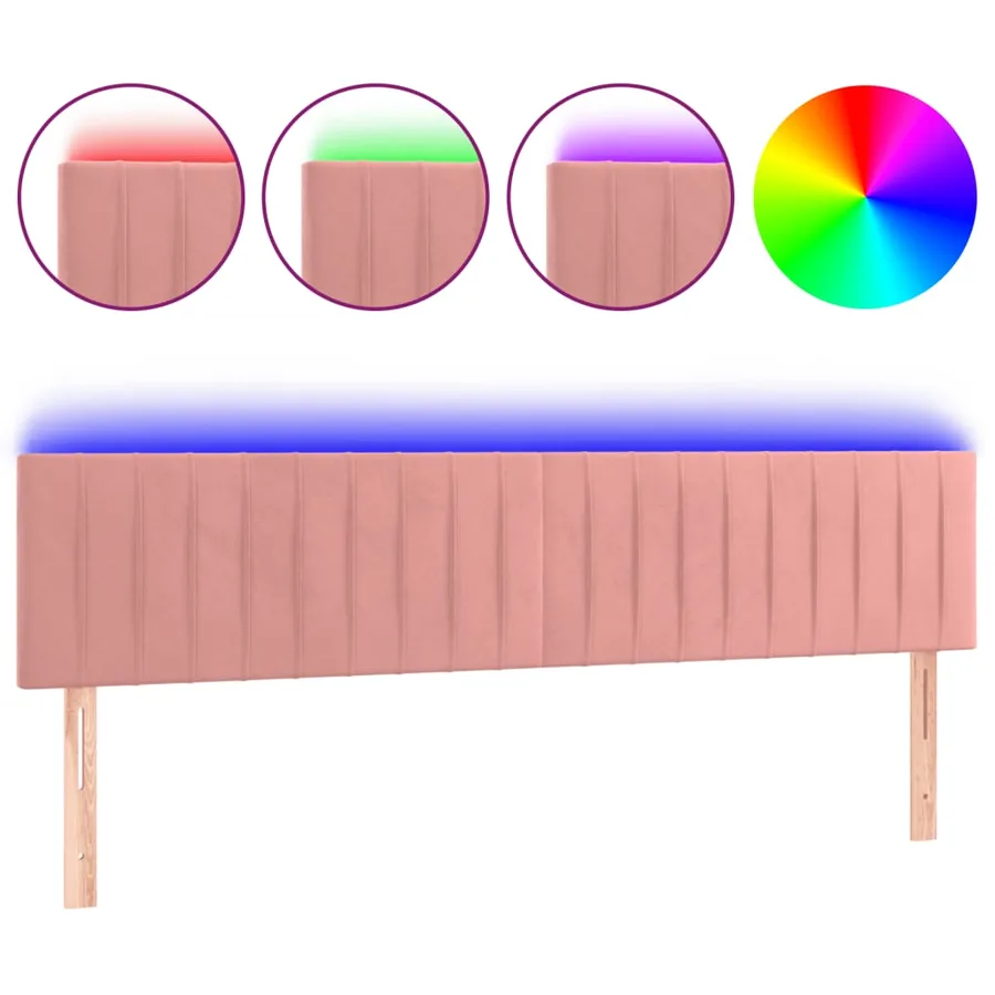 Tête de lit à LED Rose 160x5x78/88 cm Velours - 2