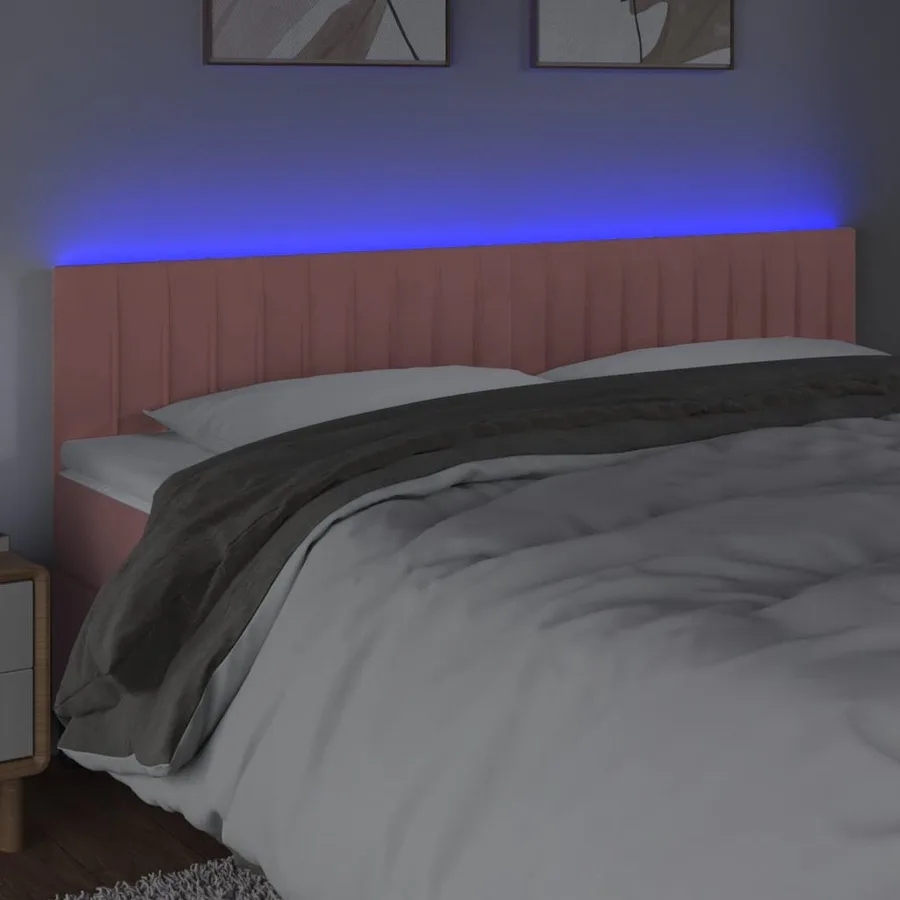 Tête de lit à LED Rose 160x5x78/88 cm Velours - 3