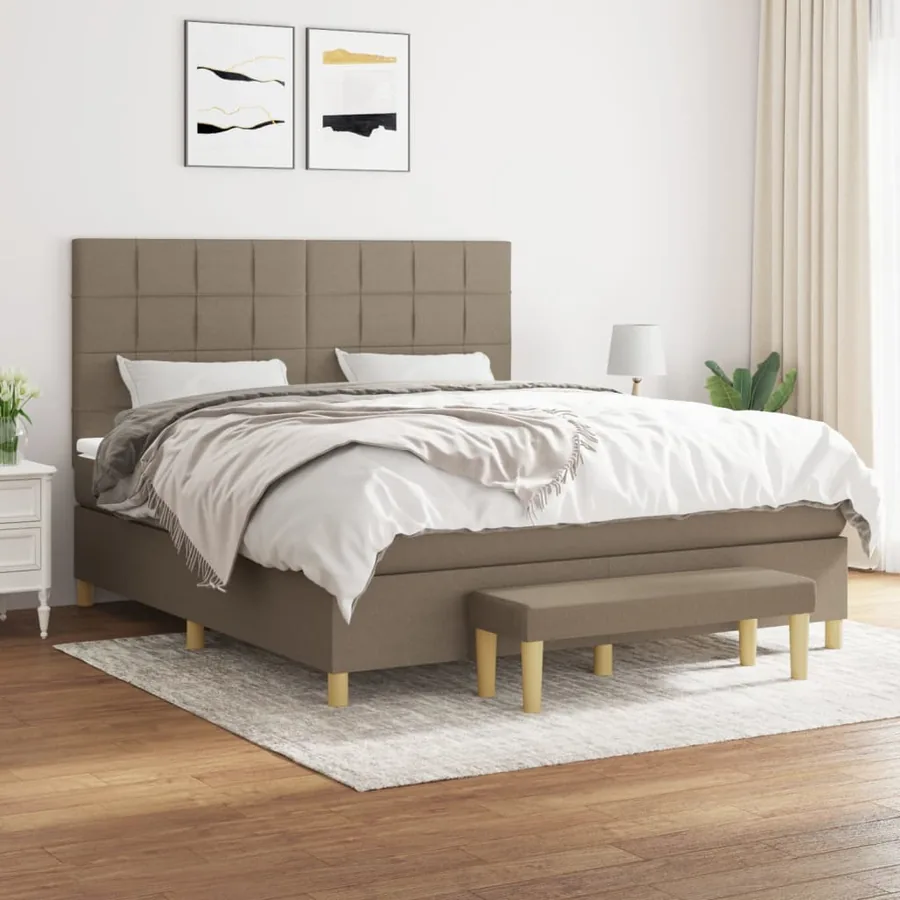 Sommier à lattes de lit avec matelas Taupe 180x200 cm Tissu