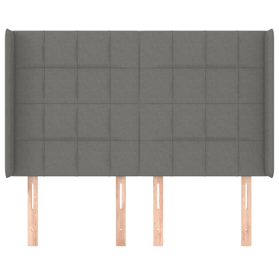 Tête de lit avec oreilles Gris foncé 147x16x118/128 cm Tissu - 3