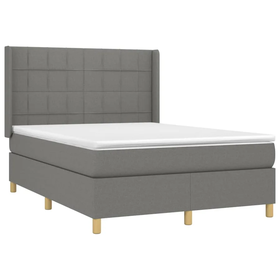 Sommier à lattes de lit matelas LED Gris foncé 140x200 cm Tissu - 4