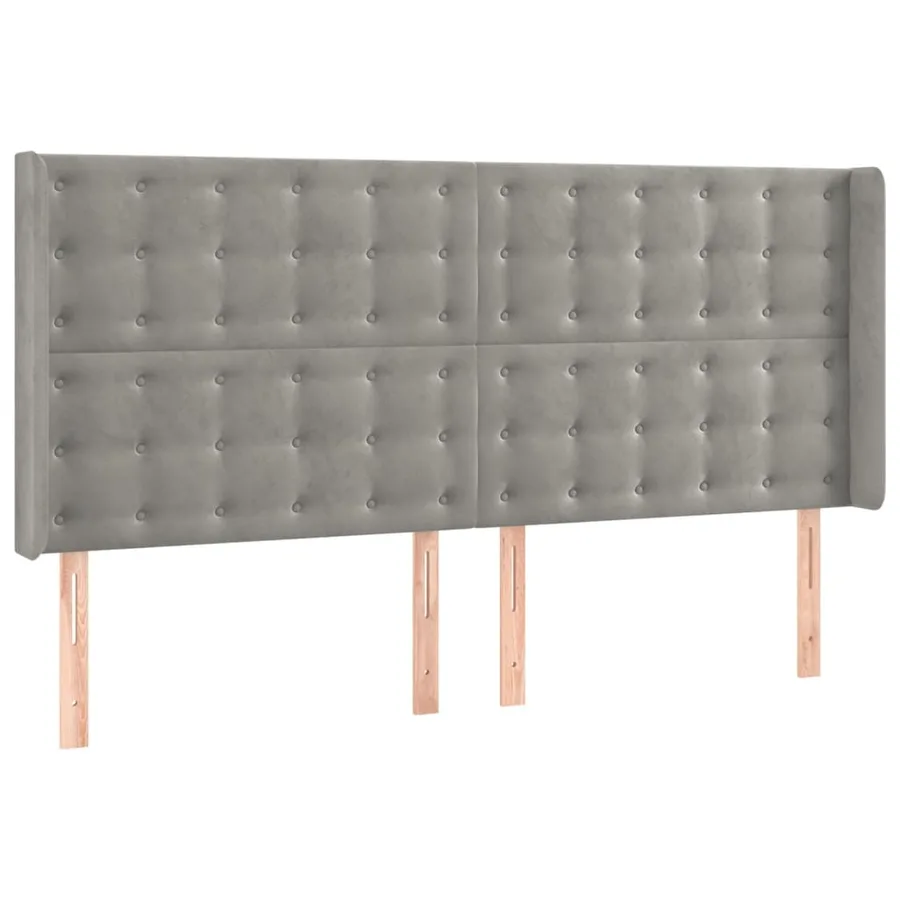 Tête de lit à LED Gris clair 203x16x118/128 cm Velours - 3