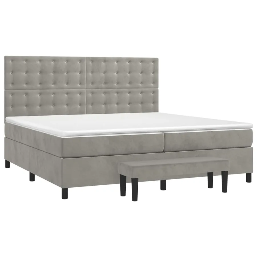Sommier à lattes de lit et matelas Gris clair 200x200cm Velours - 2