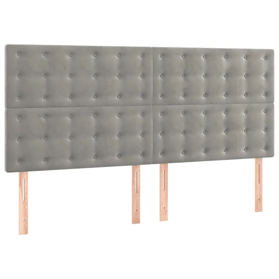 Sommier à lattes de lit et matelas Gris clair 200x200cm Velours - 5