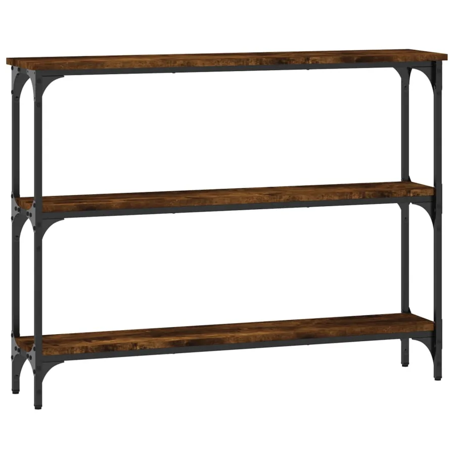 Table console chêne fumé 100x22,5x75 cm bois d'ingénierie - 6