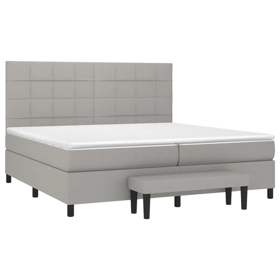 Sommier à lattes de lit avec matelas Gris clair 200x200cm Tissu - 3