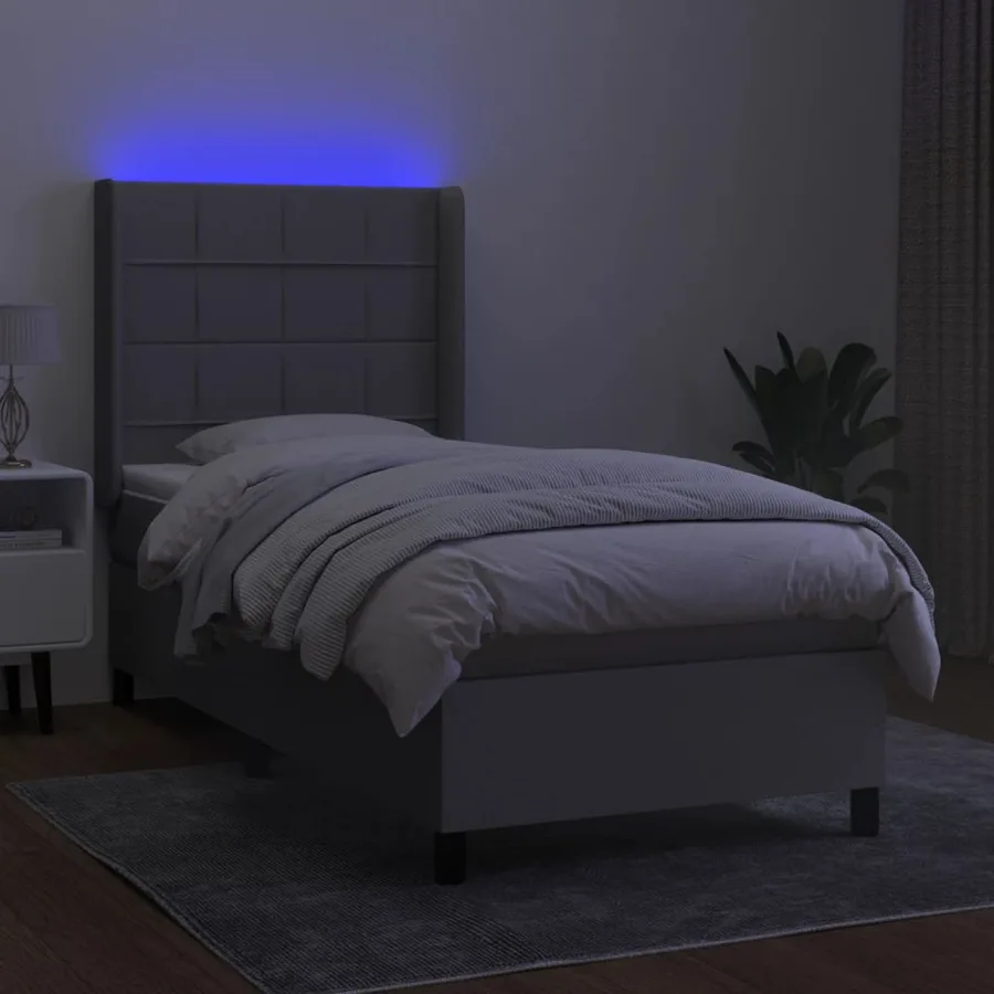 Sommier à lattes de lit matelas LED Gris clair 100x200 cm Tissu - 3