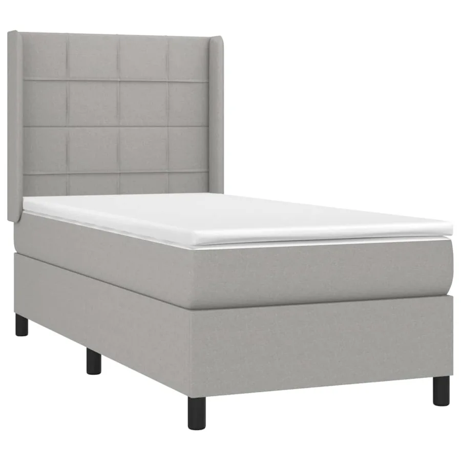 Sommier à lattes de lit matelas LED Gris clair 100x200 cm Tissu - 4