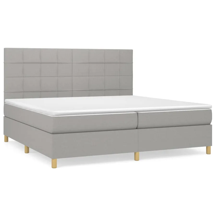 Sommier à lattes de lit avec matelas Gris clair 200x200cm Tissu - 2