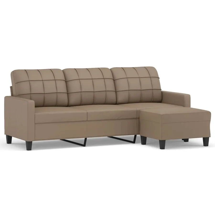 Canapé à 3 places avec repose-pieds Cappuccino 180cm Similicuir - 2