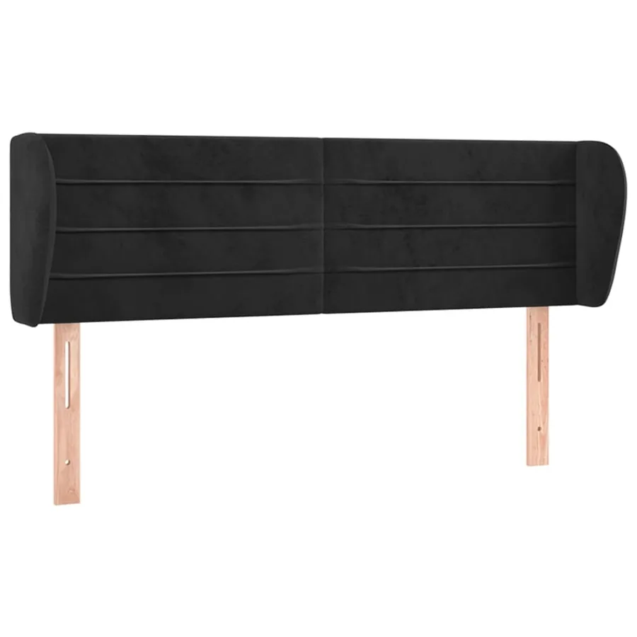 Tête de lit avec oreilles Noir 147x23x78/88 cm Velours - 2