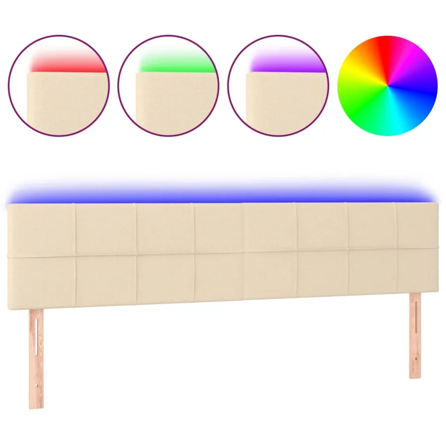 Tête de lit à LED Crème 180x5x78/88 cm Tissu - 2