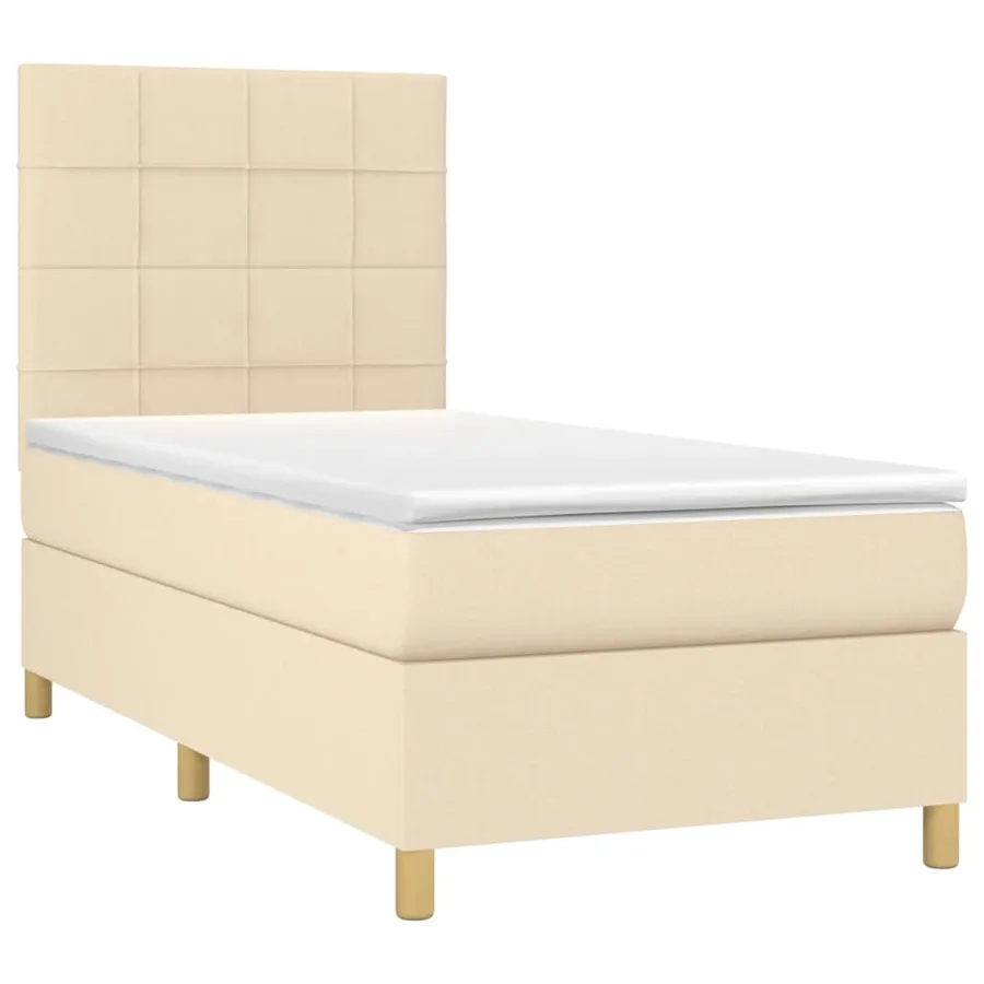 Sommier à lattes de lit et matelas et LED Crème 90x190 cm Tissu - 3