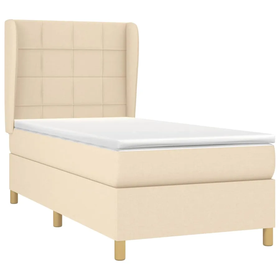 Sommier à lattes de lit et matelas Crème 90x190 cm Tissu - 3