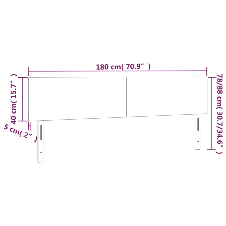 Tête de lit à LED Rose 180x5x78/88 cm Velours - 6