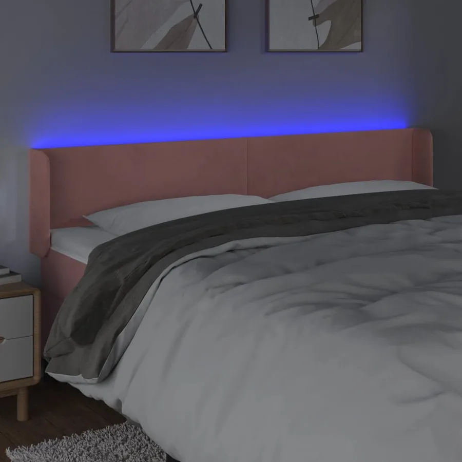 Tête de lit à LED Rose 183x16x78/88 cm Velours - 4
