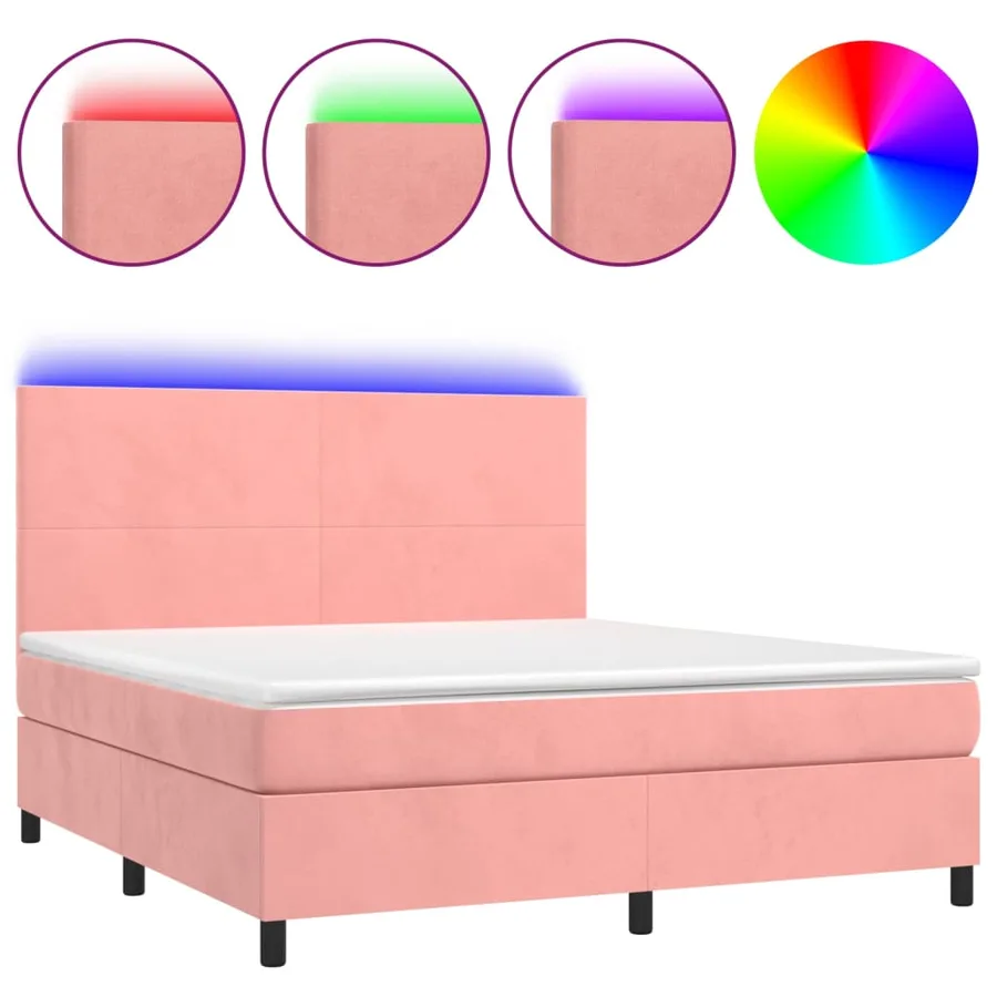 Sommier à lattes de lit et matelas LED Rose 180x200 cm Velours - 2