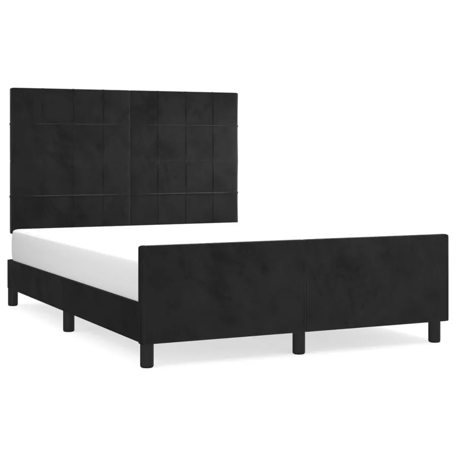 Cadre de lit sans matelas noir 140x200 cm velours - 2