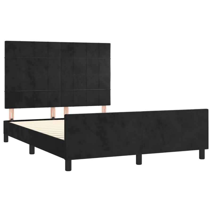 Cadre de lit sans matelas noir 140x200 cm velours - 4