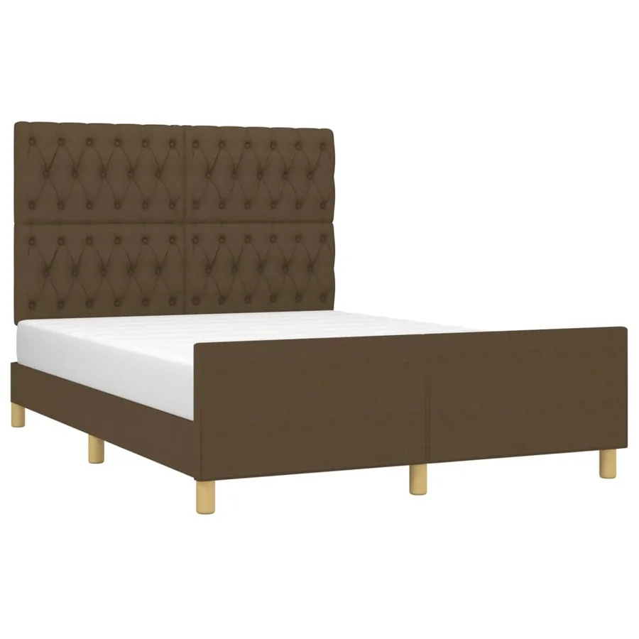 Cadre de lit sans matelas marron foncé 140x190 cm tissu - 3