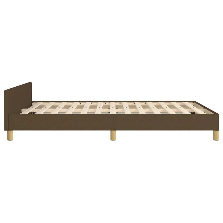 Cadre de lit sans matelas marron foncé 140x190 cm tissu - 7