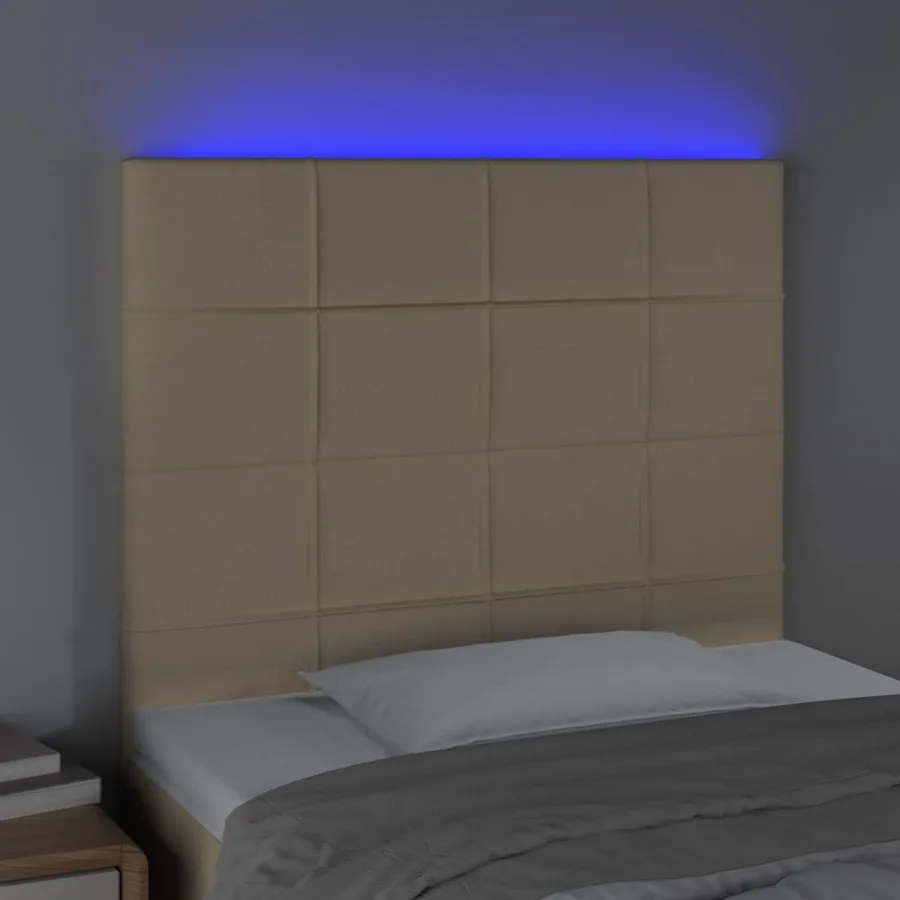 Tête de lit à LED Crème 100x5x118/128 cm Tissu - 3