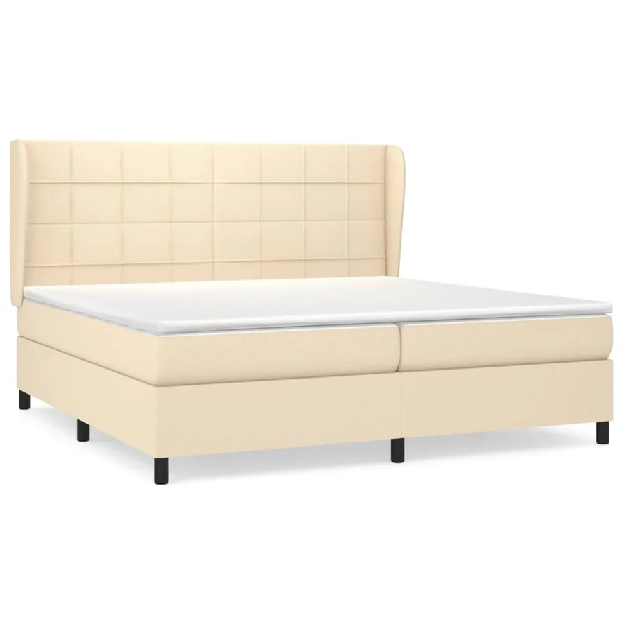 Sommier à lattes de lit avec matelas Crème 200x200 cm Tissu - 2