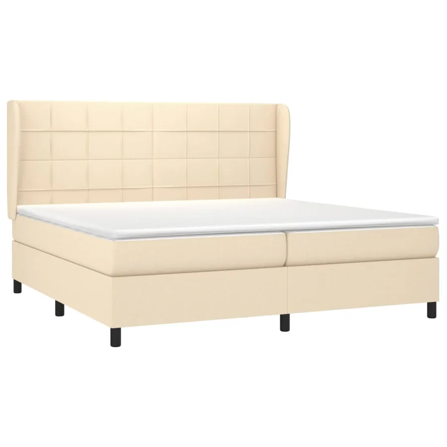 Sommier à lattes de lit avec matelas Crème 200x200 cm Tissu - 3