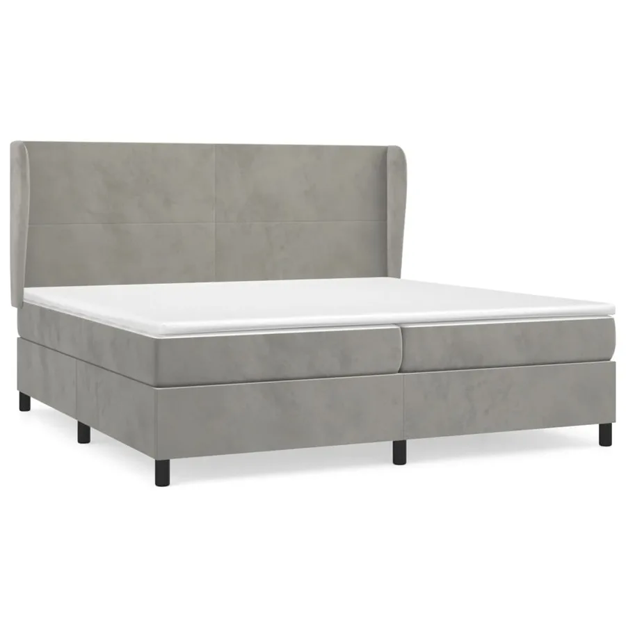 Sommier à lattes de lit et matelas Gris clair 200x200cm Velours - 2